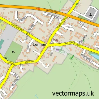 Street map sample of Lenham, Kent