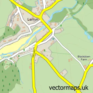 Street map sample of Lerryn, Cornwall