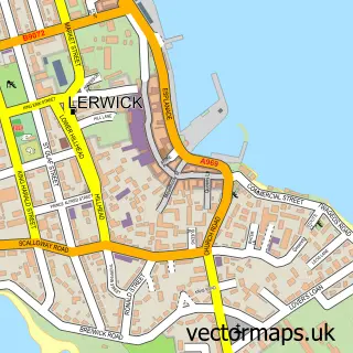 Street map sample of Lerwick, Shetland