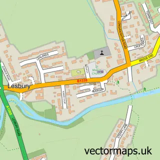 Street map sample of Lesbury, Northumberland