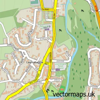 Street map sample of Lesmahagow, Lanarkshire