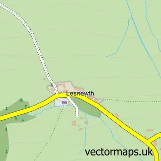 Street map sample of Lesnewth, Cornwall