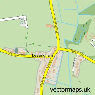 Street map sample of Lessingham, Norfolk