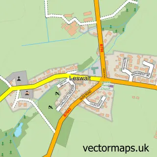 Street map sample of Leswalt, Wigtown