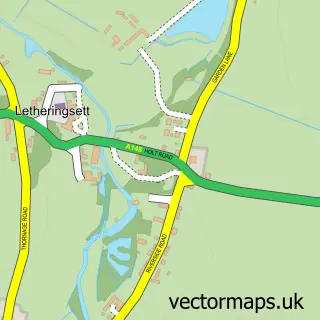 Street map sample of Letheringsett, Norfolk