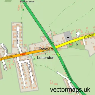 Street map sample of Letterston, Dyfed