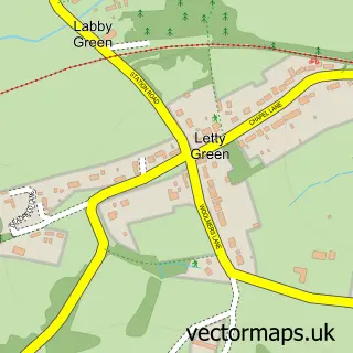Street map sample of Letty Green, Hertfordshire