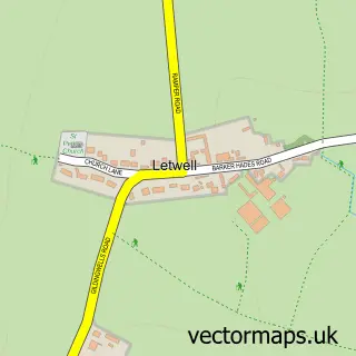 Street map sample of Letwell, South Yorkshire