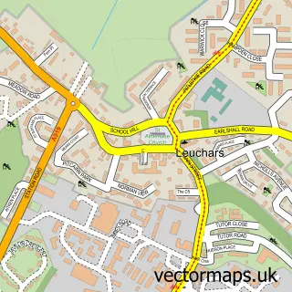 Street map sample of Leuchars, Fife