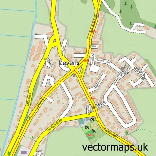 Street map sample of Levens, Cumbria