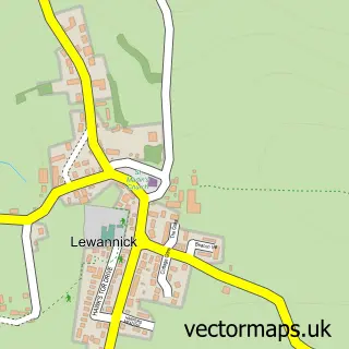 Street map sample of Lewannick, Cornwall