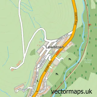 Street map sample of Lewistown, Mid Glamorgan