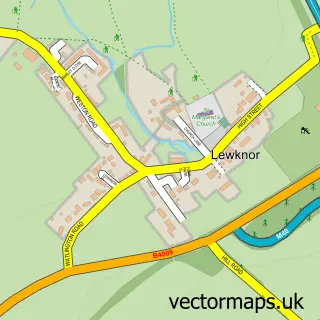 Street map sample of Lewknor, Oxfordshire