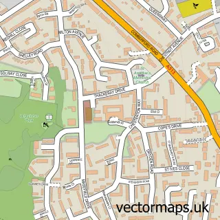 Street map sample of Leyfields, Staffordshire