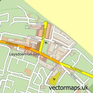 Street map sample of Leysdown-on-Sea, Kent