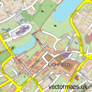 Street map sample of Lichfield, Staffordshire