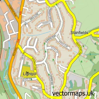 Street map sample of Lightpill, Gloucestershire