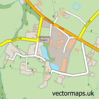 Street map sample of Lightwood Green, Clwyd