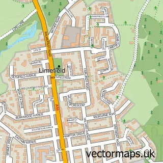 Street map sample of Limefield, Greater Manchester
