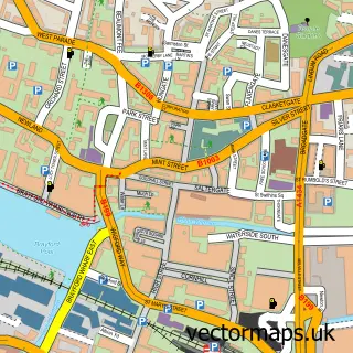 Street map sample of Lincoln, Lincolnshire