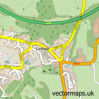 Street map sample of Lindale, Cumbria