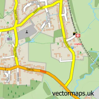 Street map sample of Lingfield, Surrey