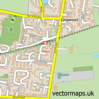 Street map sample of Lingwood, Norfolk
