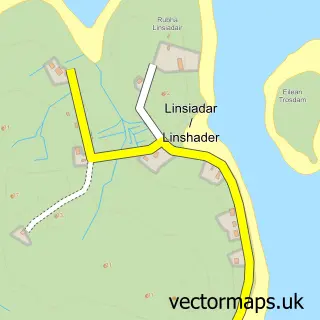 Street map sample of Linsiadar, Western Isles