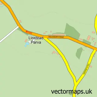 Street map sample of Linstead Parva, Suffolk
