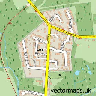Street map sample of Liss Forest, Hampshire