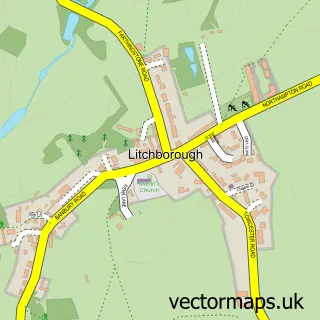 Street map sample of Litchborough, Northamptonshire