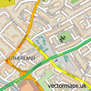 Street map sample of Litherland, Merseyside