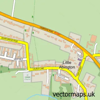 Street map sample of Little Abington, Cambridgeshire