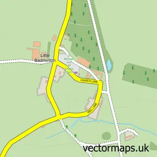 Street map sample of Little Badminton, Gloucestershire