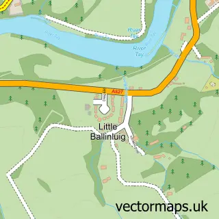 Street map sample of Little Ballinluig, Perth and Kinross