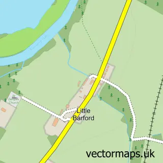 Street map sample of Little Barford, Bedfordshire