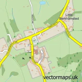 Street map sample of Little Berkhamsted, Hertfordshire