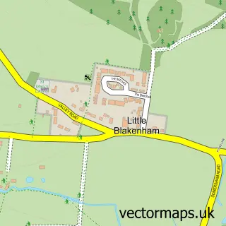 Street map sample of Little Blakenham, Suffolk