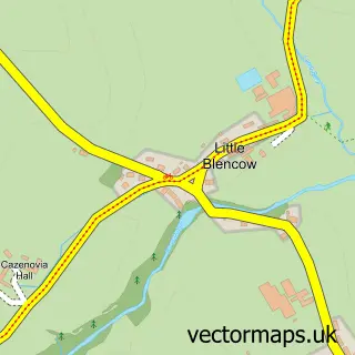 Street map sample of Little Blencow, Cumbria