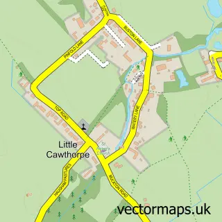 Street map sample of Little Cawthorpe, Lincolnshire