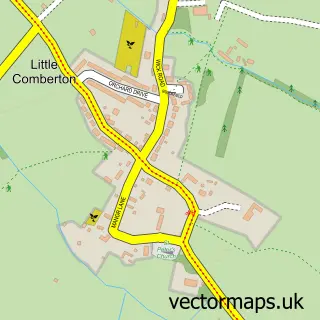 Street map sample of Little Comberton, Worcestershire