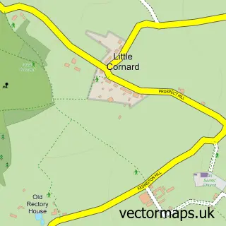 Street map sample of Little Cornard, Suffolk