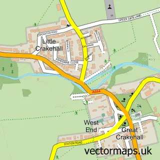Street map sample of Little Crakehall, North Yorkshire