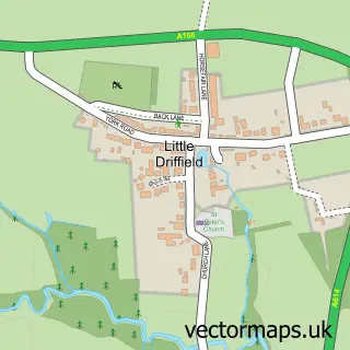 Street map sample of Little Driffield, East Riding of Yorkshire