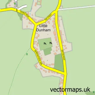Street map sample of Little Dunham, Norfolk