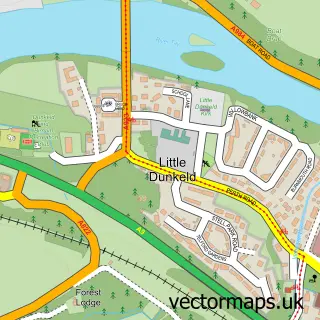Street map sample of Little Dunkeld, Perth and Kinross