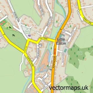 Street map sample of Little Eaton, Derbyshire