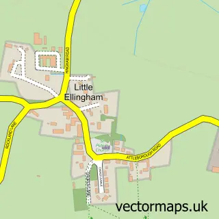 Street map sample of Little Ellingham, Norfolk