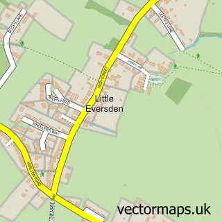 Street map sample of Little Eversden, Cambridgeshire