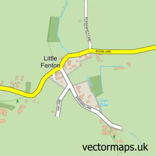 Street map sample of Little Fenton, North Yorkshire